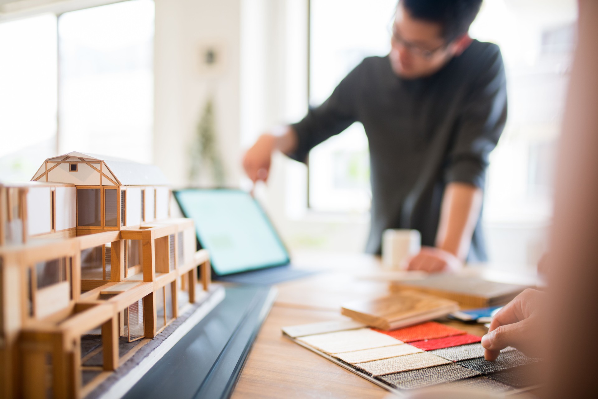 Close up of a 3D architectural model